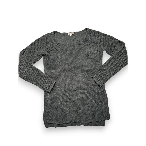 Merona Charcoal Ribbed Waffle Knit Sweater With Scoop Neck Size XS - Picture 3 of 9